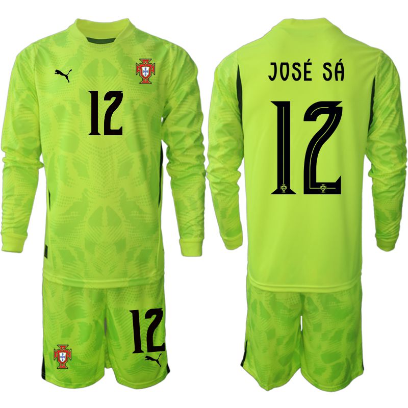 Men 2025-2026 Season Portugal Fluorescent green long sleeve goalkeeper #12 Soccer Jersey